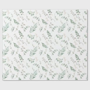 Papier Cadeau Elégante aquarelle blanche Florale Eucalyptus