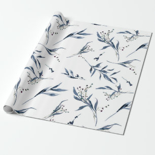 Papier Cadeau Elégante aquarelle Eucalyptus Feuilles et baies
