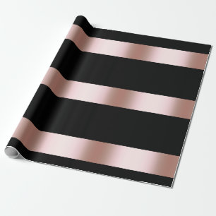 Papier Cadeau Elégante bande d'or et de noir rose moderne