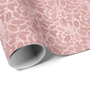 Papier Cadeau Élégante Botanique Rose Blush   Noël