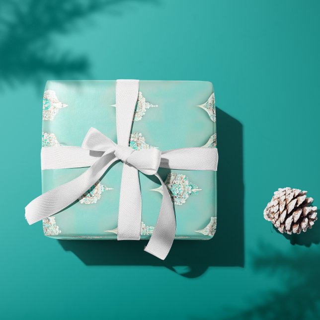 Papier Cadeau Elégante Cascade de Diamant Bleu Vintage (Créateur téléchargé)