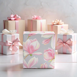 Papier Cadeau Elégante couleur Motif de fleurs de Magnolia rose