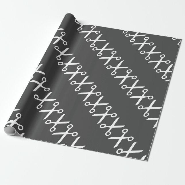 Papier Cadeau Elégante Coupe Ciseaux Coiffeur Tailor (Déroulé)