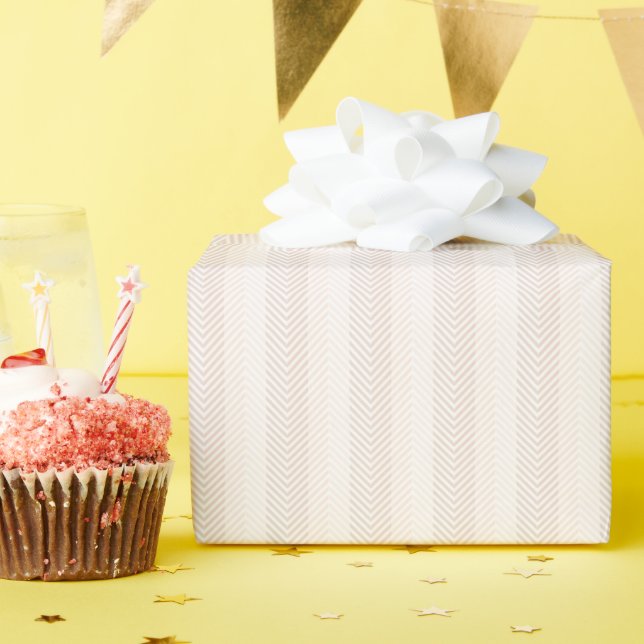 Papier Cadeau Elégante Crème Herringbone Zig Zag (Fête d'anniversaire)