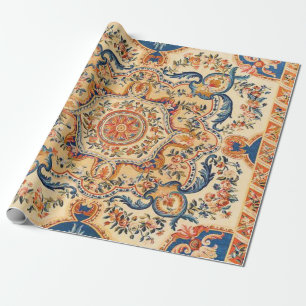 Papier Cadeau Elégante Découpage baroque italien bleu orange