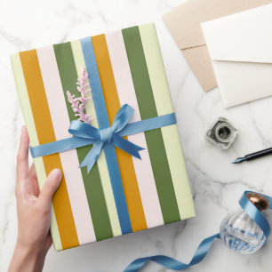 Papier Cadeau Élégante et chic Grandes vertes, roses et dorées