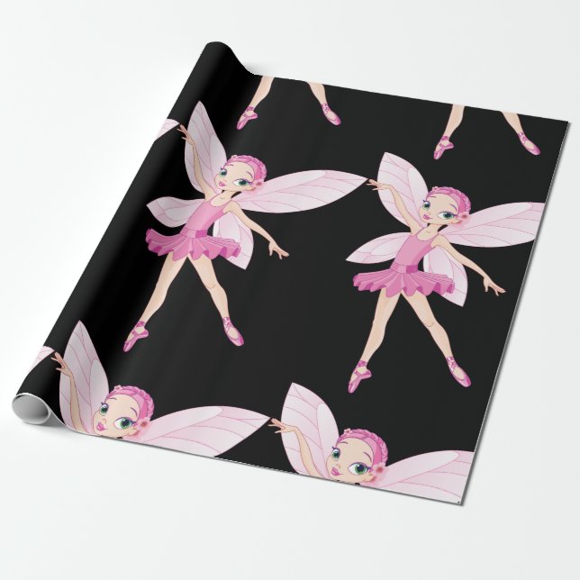 Papier Cadeau Élégante Fée De Ballerina Rose Pour Les Amateurs D (Déroulé)