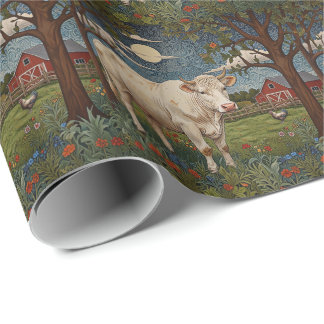 Papier Cadeau Élégante ferme de vache chic à la campagne