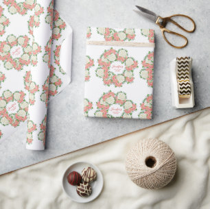 Papier Cadeau Élégante Fête de Naissance Hydrangea Rose Eté Prin