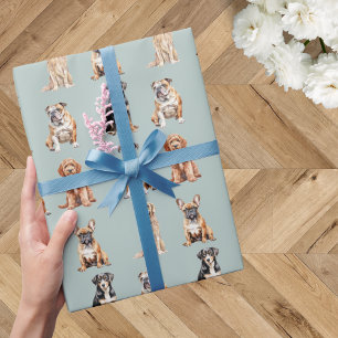 Papier Cadeau Élégante Fête Lumineuse Bleu Clair Anniversaire Ch