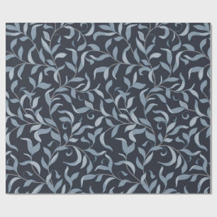 Papier Cadeau Elégante feuille bleue William Morris inspiré