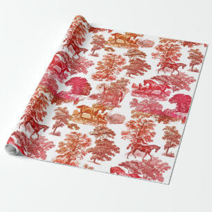 Papier Cadeau Elégante fille Rouge Orange Horse Toile