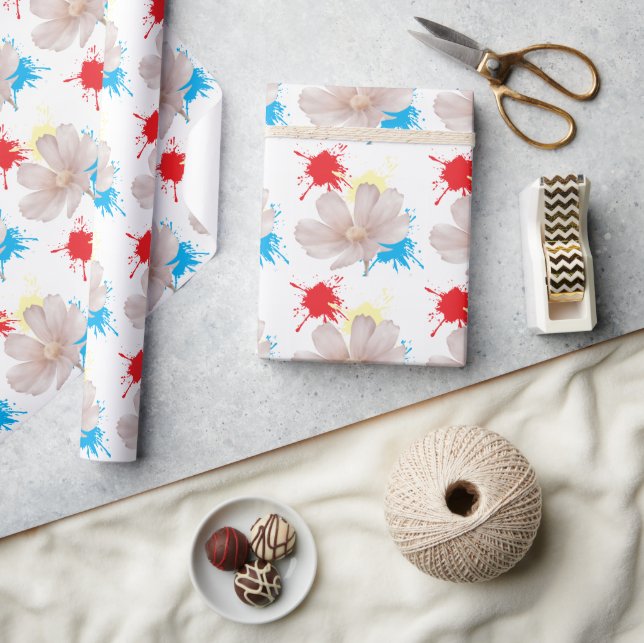 Papier Cadeau Élégante fleur de dacie moderne (Artisanat)
