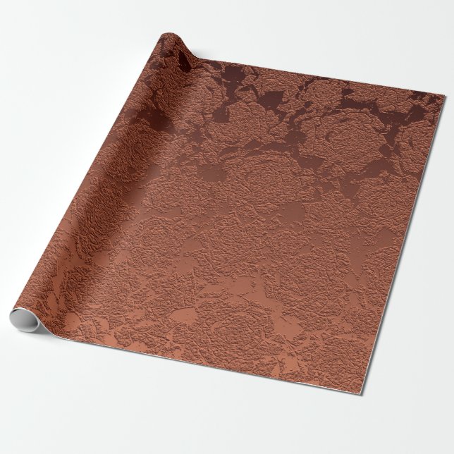 Papier Cadeau Élégante Fleur de Terracotta Rustique d'Automne (Déroulé)