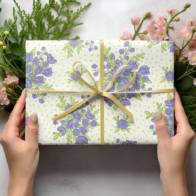 Papier Cadeau Élégante Fleurs violettes Ressort Floral (Créateur téléchargé)