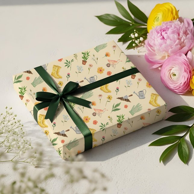 Papier Cadeau Élégante floraison fleurie Jardin botanique Fille (Elegant Blooming Floral Botanical Garden Girly Wrapping Paper)