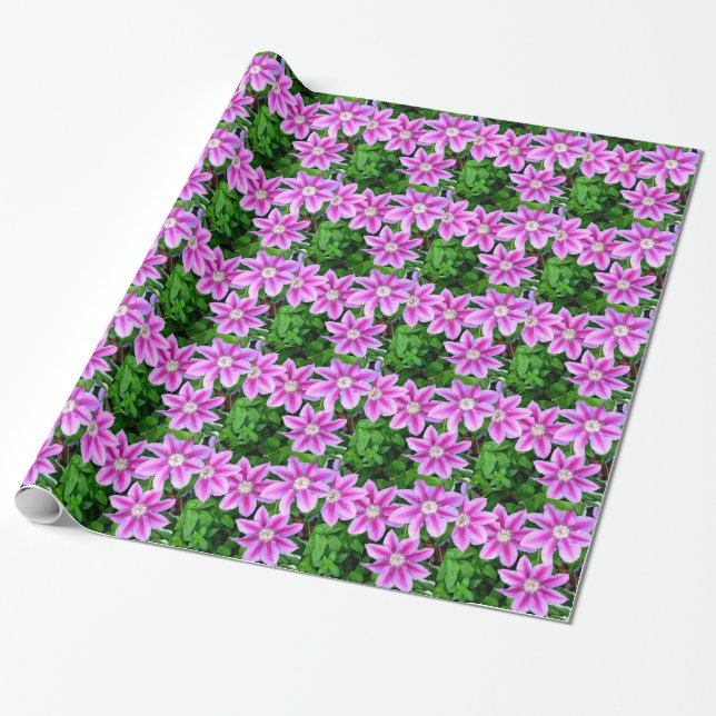 Papier Cadeau Élégante flore rose boho verdure (Déroulé)