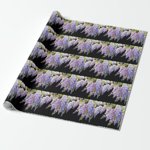 Papier Cadeau Elégante glycine d'aquarelle violette bleu floral