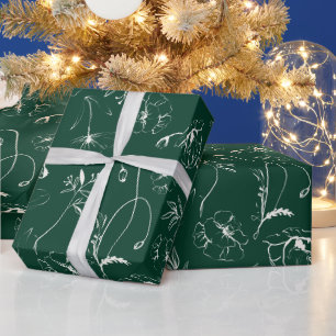 Papier Cadeau Élégante illustration botanique de ligne de couleu