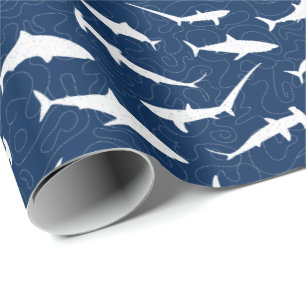 Papier Cadeau Élégante impression de requin bleu et blanc