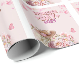 Papier Cadeau Elégante Journée des Femmes 2025 avec design flora
