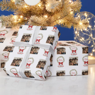 Papier Cadeau Élégante Joyeuse couronne de Noël Bow rouge photo