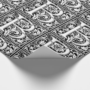 Papier Cadeau Élégante lettre Vintage florale B Monogramme