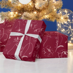 Papier Cadeau Élégante ligne artistique botanique de Bourgogne e