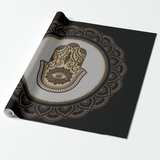 Papier Cadeau Elégante main hamsa, (Déroulé)