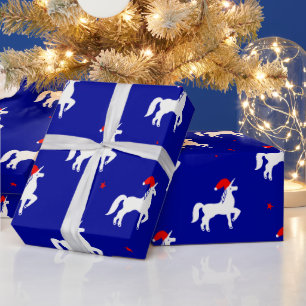 Papier Cadeau Élégante mais simple licorne de Noël en chapeau de
