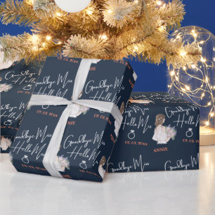 Papier Cadeau Élégante Mariée Avec Une Fête des mariées Bleue Bo