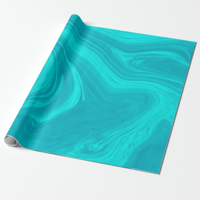 Papier Cadeau Élégante oeuvre de marbre Turquoise liquide Abstra (Déroulé)