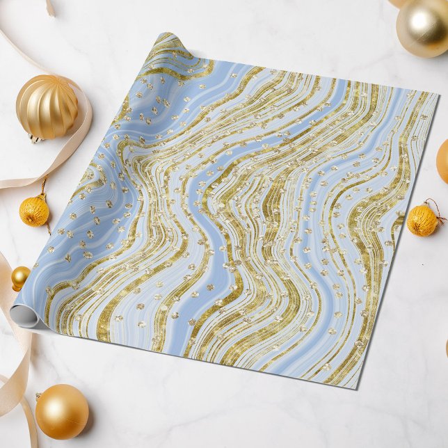 Papier Cadeau Élégante Parties scintillant de  de percées bleu c (Créateur téléchargé)