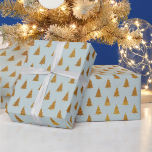 Papier Cadeau Elégante parties scintillant d'or bleu poussiéreux