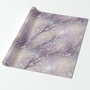 Papier Cadeau Élégante perle violet gris perle Branche Lune