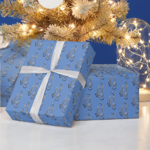 Papier Cadeau Élégante typographie moderne Bleu Joyeux Noël