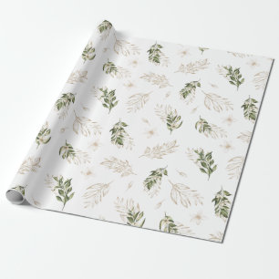 Papier Cadeau Élégante verdure & mariage doré
