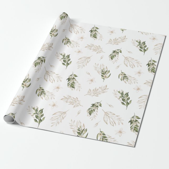 Papier Cadeau Élégante verdure & mariage doré (Déroulé)