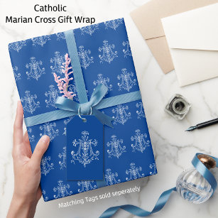 Papier Cadeau Elégante Vierge Catholique Marie Croix mariale Bla