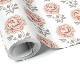 Papier Cadeau Élégante Vintage de pivoine rose