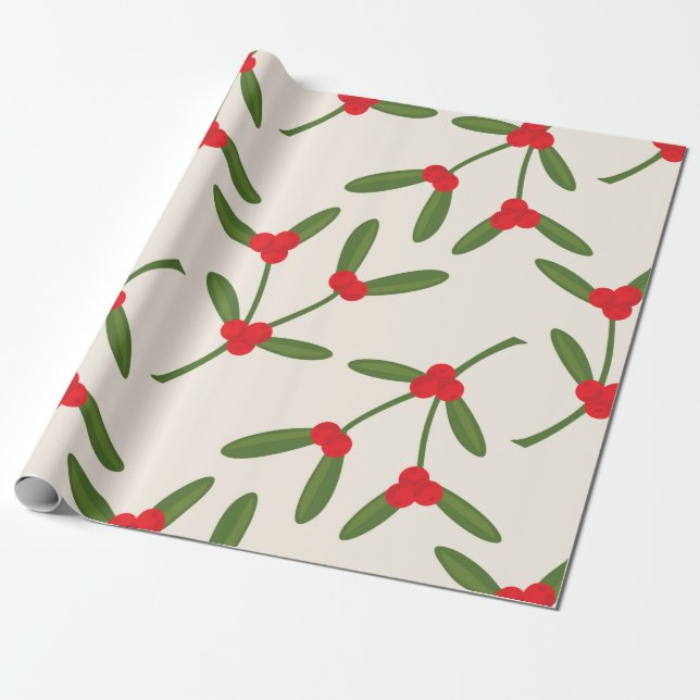 Papier Cadeau Élégantes baies d'hiver de Noël (Déroulé)