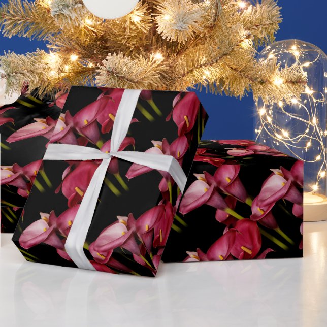 Papier Cadeau Élégantes fleurs de lys calla violettes (Vacances)