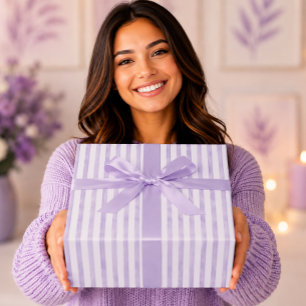 Papier Cadeau Élégantes rayures de lavande violette à l'aquarell