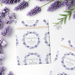 Papier Cadeau Élégantes Roses Violettes Fleurs Mariage Personnal
