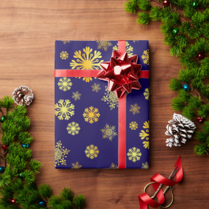Papier Cadeau Élégants flocons d'or Papier d'enveloppement
