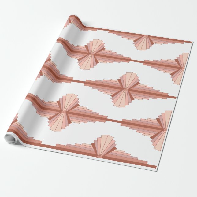 Papier Cadeau Éléments Art déco dans une palette d'or rose (Déroulé)