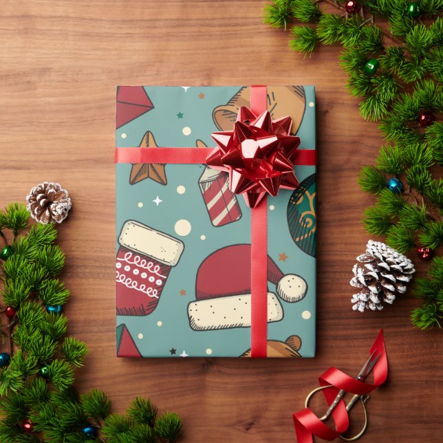 Papier Cadeau Éléments de Noël  (Cadeau de vacances)