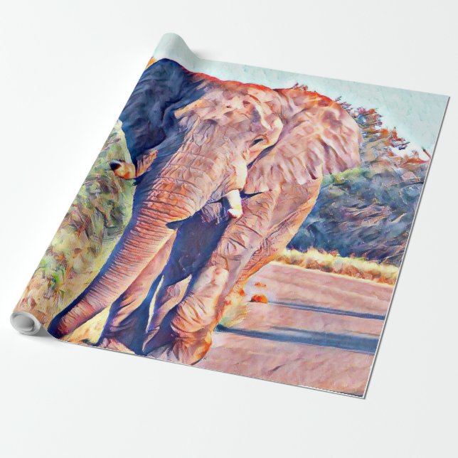 Papier Cadeau éléphant aquarell (Déroulé)
