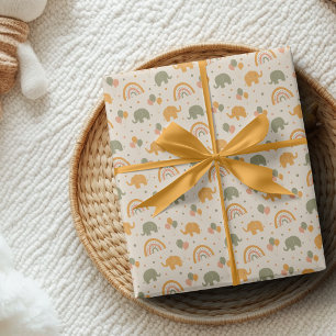 Papier cadeau éléphant arc-en-ciel rétro genre neu