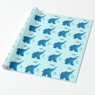 Papier Cadeau éléphant bleu